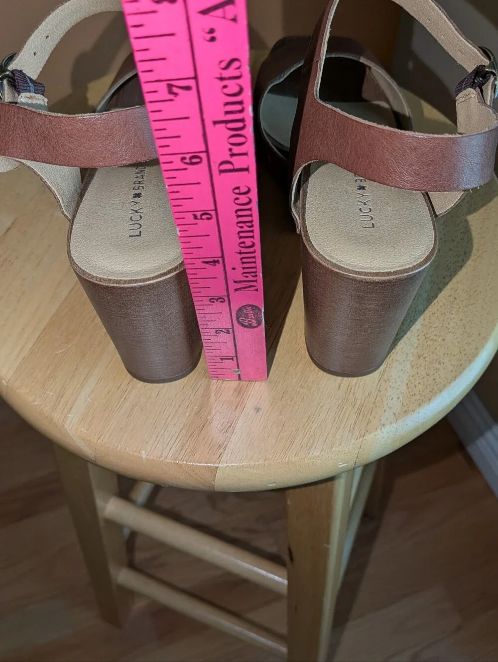 New Lucky Brand Brown Leather Platform Ankle-Strap Sandals Size 7.5